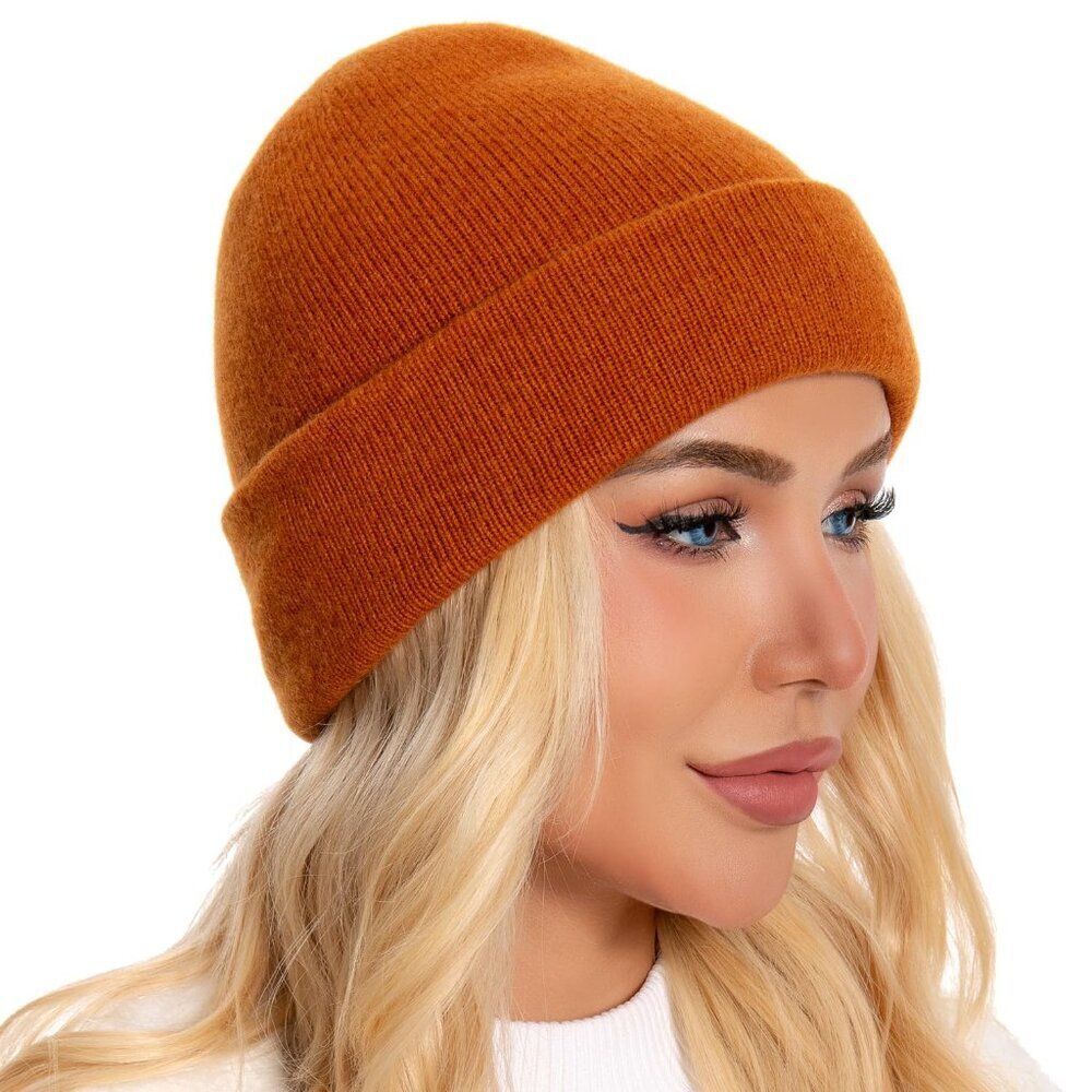 Double Layer Merino Wool Beanie Unisex Winter Hat Cuffed Toque Classic